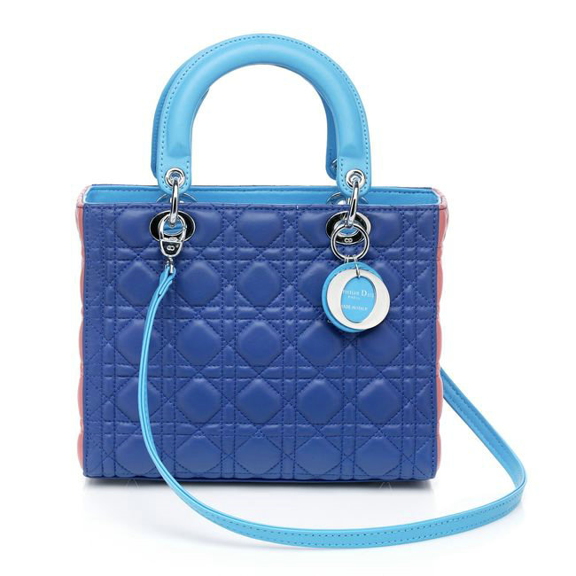 replica jumbo lady dior lambskin leather 6325 blue&pink